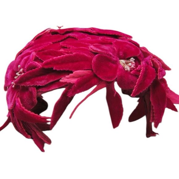 Vintage Red Floral Women's Hat - Picture 2 of 9